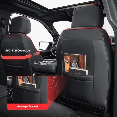 TAPTES Car Seat Covers Custom Fit for Ford F150 2015-2026, Only Front Row Set Leather Waterproof Protector Trucks Pickup Seat Cushion for F-150 SuperCrew XL XLT Interior Accessories 6Pcs (Black & Red) in Saudi Arabia