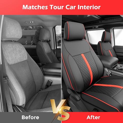 TAPTES Car Seat Covers Custom Fit for Ford F150 2015-2026, Only Front Row Set Leather Waterproof Protector Trucks Pickup Seat Cushion for F-150 SuperCrew XL XLT Interior Accessories 6Pcs (Black & Red) in Saudi Arabia