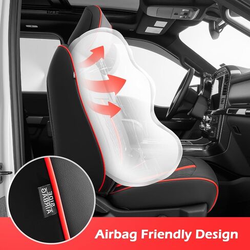 TAPTES Car Seat Covers Custom Fit for Ford F150 2015-2026, Only Front Row Set Leather Waterproof Protector Trucks Pickup Seat Cushion for F-150 SuperCrew XL XLT Interior Accessories 6Pcs (Black & Red) in Saudi Arabia