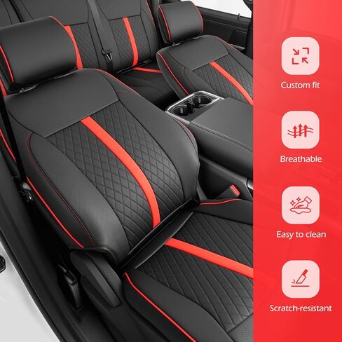 TAPTES Car Seat Covers Custom Fit for Ford F150 2015-2026, Only Front Row Set Leather Waterproof Protector Trucks Pickup Seat Cushion for F-150 SuperCrew XL XLT Interior Accessories 6Pcs (Black & Red) in Saudi Arabia