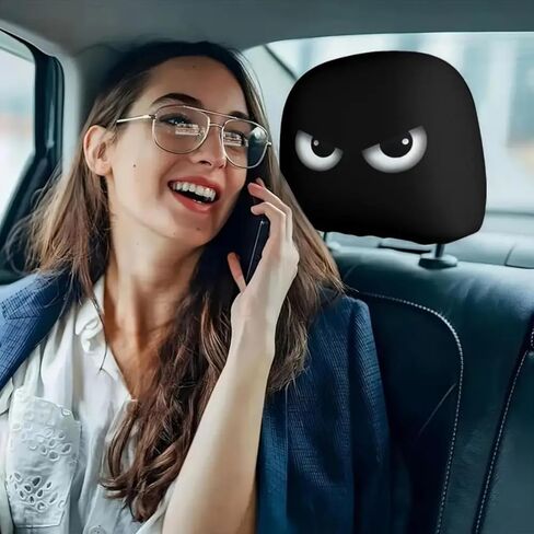 2pcs Car Headrest Covers | Suitable for All Vehicle Models, No-Fill Design, Easy Installation, Ideal for Car Decor, Travel, Daily Commute, Halloween, Christmas, Thanksgiving in Kuwait