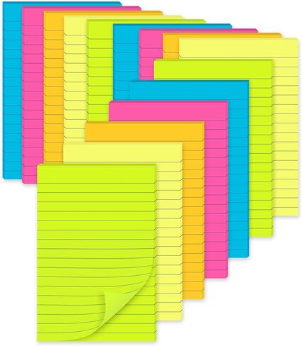 (15 Pads) Lined Sticky Notes 4x6 in Post, Large Sticky Pads with Lines Self-Stick Note Pad it, Bright Colors Ruled Stickies Super Sticking Power, Office School Memo Note Pads in Saudi Arabia