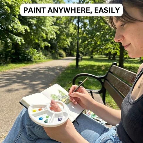 1 Pc Monochrome 3D Printed Thumb Palette, Portable Compact Plastic Palette with Color-Coded Zones for Oil, Watercolor & Acrylic Paints, Ideal for Artists, Travel, Classroom & Home DIY Crafts in Kuwait