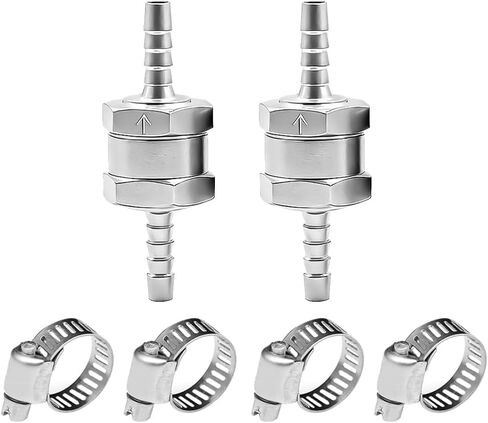 2PCS Car One Way Check Valve, 3/16" Aluminum Alloy Non-Return One-Way Fuel Hose Check Valve for Gasoline Diesel Petrol Oil, Universal for Trucks SUVs Sedans Vans Motorcycles in Kuwait
