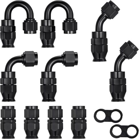 EVIL ENERGY 6AN PTFE Hose End Fittings Kit 0/45/90/180 Degree Fittings For PTFE Hose Only, Black in Kuwait