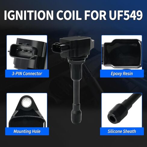 4PCS Ignition Coil Pack & Iridium Spark Plugs Compatible with 2007-2018 Nissan Altima Rogue Sentra Cube Versa Frontier NV200, Infiniti QX60 1.6L 1.8L 2.0L 2.5L L4 Replace UF549 & 9029 in Saudi Arabia
