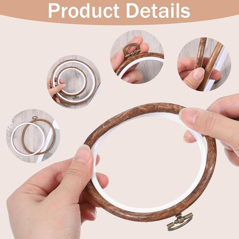 2Pcs Wooden Embroidery Hoops, Round Imitated Wood Circle Cross Stitch Hoop Ring for Christmas Ornaments Round Imitated Wood Display Frame for Embroidery Art Craft Sewing Hanging Ornaments(4/6 Inch) in Kuwait