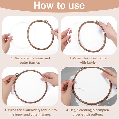 2Pcs Wooden Embroidery Hoops, Round Imitated Wood Circle Cross Stitch Hoop Ring for Christmas Ornaments Round Imitated Wood Display Frame for Embroidery Art Craft Sewing Hanging Ornaments(4/6 Inch) in Kuwait