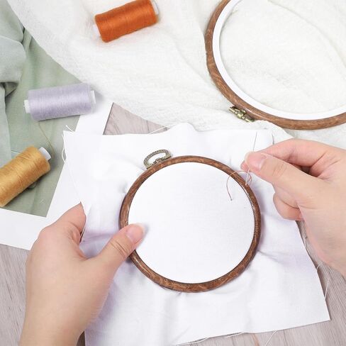 2Pcs Wooden Embroidery Hoops, Round Imitated Wood Circle Cross Stitch Hoop Ring for Christmas Ornaments Round Imitated Wood Display Frame for Embroidery Art Craft Sewing Hanging Ornaments(4/6 Inch) in Kuwait