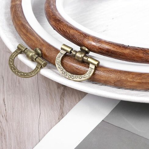 2Pcs Wooden Embroidery Hoops, Round Imitated Wood Circle Cross Stitch Hoop Ring for Christmas Ornaments Round Imitated Wood Display Frame for Embroidery Art Craft Sewing Hanging Ornaments(4/6 Inch) in Kuwait