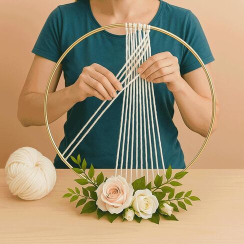 Essentials By Leisure Arts Metal Ring 14" Brass – Wreath Frame, Macrame Hoop, Brass Craft Ring for DIY Projects, Floral Arrangements, Wall Decor, and Handmade Crafts in Kuwait