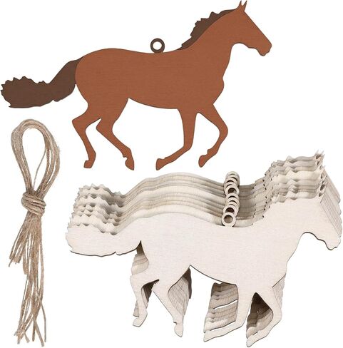 30 PCS Wooden Horse Cutouts, 4 Inch Unfinished Wood Running Horse Crafts Wooden Running Horses Hanging Ornaments Blank Horses Craft Cutout Gift Tags for Home Party Decoration DIY Crafts Project in Kuwait