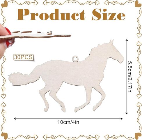 30 PCS Wooden Horse Cutouts, 4 Inch Unfinished Wood Running Horse Crafts Wooden Running Horses Hanging Ornaments Blank Horses Craft Cutout Gift Tags for Home Party Decoration DIY Crafts Project in Kuwait