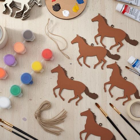30 PCS Wooden Horse Cutouts, 4 Inch Unfinished Wood Running Horse Crafts Wooden Running Horses Hanging Ornaments Blank Horses Craft Cutout Gift Tags for Home Party Decoration DIY Crafts Project in Kuwait