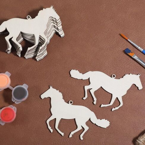 30 PCS Wooden Horse Cutouts, 4 Inch Unfinished Wood Running Horse Crafts Wooden Running Horses Hanging Ornaments Blank Horses Craft Cutout Gift Tags for Home Party Decoration DIY Crafts Project in Kuwait