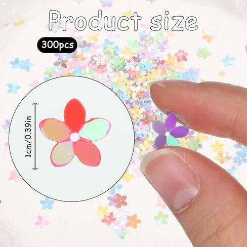 300 PCS Flower Sequins, Mixed Colors Glitter Flower Sequins Bulk Loose Flowers Confetti for Sewing Christmas Clothes Jewelry Making DIY Crafts Projct Festival Decor in Kuwait