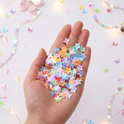 300 PCS Flower Sequins, Mixed Colors Glitter Flower Sequins Bulk Loose Flowers Confetti for Sewing Christmas Clothes Jewelry Making DIY Crafts Projct Festival Decor in Kuwait