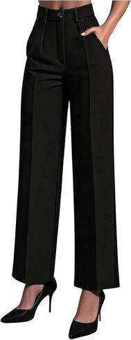 GORGLITTER Women's Pleated High Waisted Dress Pants Trousers Dressy Wide Leg Straight Business Casual Work Slacks Pants in Saudi Arabia