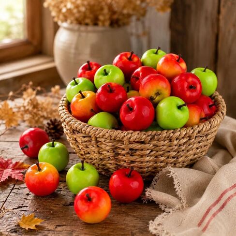 LOGOFUN 30pcs Mini Artificial Fruit Fake Small Apples Simulation Apples Model Mini Foams Apples Prop Model Realistic Fruit Photo Prop for Shopwindow Display in Saudi Arabia