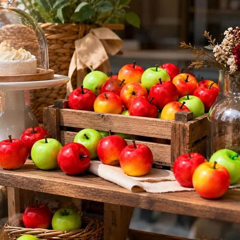 LOGOFUN 30pcs Mini Artificial Fruit Fake Small Apples Simulation Apples Model Mini Foams Apples Prop Model Realistic Fruit Photo Prop for Shopwindow Display in Saudi Arabia