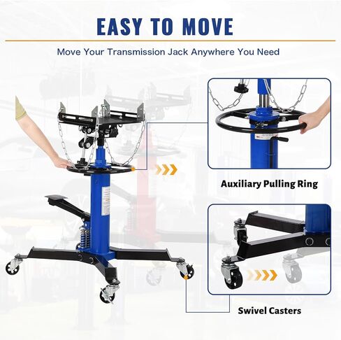 1322 LBS Transmission Jack High Lift 2-Stage Hydraulic Telescopic Stand, 33.5"-69" Height, Foot Pedal & 360° Swivel Wheels, Heavy Duty Transmission Lift for Car, Truck, Garage in Saudi Arabia