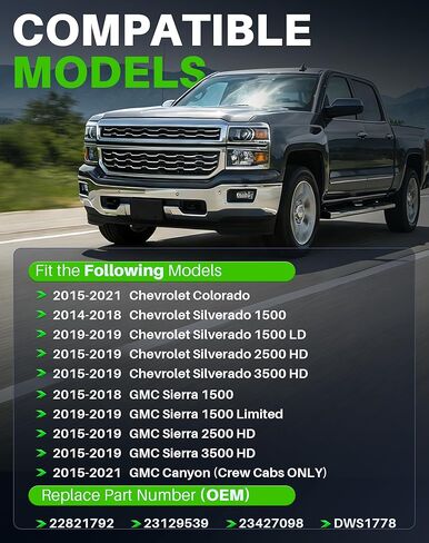 مفتاح نافذة الطاقة مناسب لسيارة Chevy Silverado 1500 (2014-2019)، شيفروليه سيلفرادو (2015-2019) وGMC Sierra 2500 HD 3500 HD جانب السائق الأمامي، يستبدل 23427098 DWS1778 in Kuwait