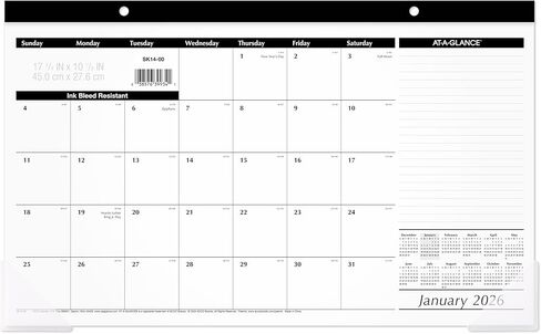 تقويم لوحة مكتب AT-A-GLANCE 2027، مخطط حائط مكتب شهري، 17.75 بوصة × 11 بوصة، مكعبات يومية غير مسطرة، قسم الملاحظات (SK140027) in Saudi Arabia