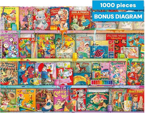 ألعاب بافالو - The Kitschy Funbook Nook - أحجية الصور المقطوعة 1000 قطعة للبالغين - أعمال فنية مجمعة ملونة من إيمي ستيوارت - كتب قديمة ومشهد فني - ألغاز صعبة للبالغين in Kuwait