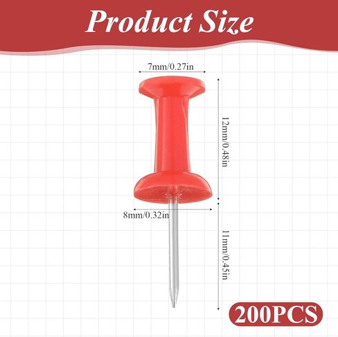 200PCS Red Push Pins Plastic Map Thumb Tacks Decorative Standard Thumb Tacks Steel Point and Plastic Head, Push Pins for Bulletin Board, Cork Board and Wall in Kuwait