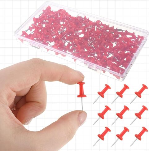 200PCS Red Push Pins Plastic Map Thumb Tacks Decorative Standard Thumb Tacks Steel Point and Plastic Head, Push Pins for Bulletin Board, Cork Board and Wall in Kuwait