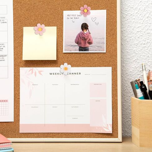 cobee 50 Pcs Flower Push Pins, Cute Push Pins for Floret Wall Thumb Tacks for Bulletin Board Office Hanging Photo Poster Feature Wall(Pink, White, Small, Flower) in Kuwait