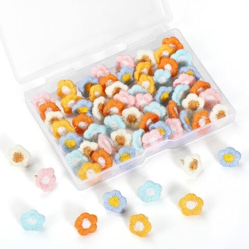 72 Pieces 6 Colors Thumbtacks, Decorative Thumb Tacks, Flower Push Pins, Cute Push Pins for Bulletin Board, Photo Wall, Cork Board, Map, Office Decor, Cubicle Accessories in Kuwait