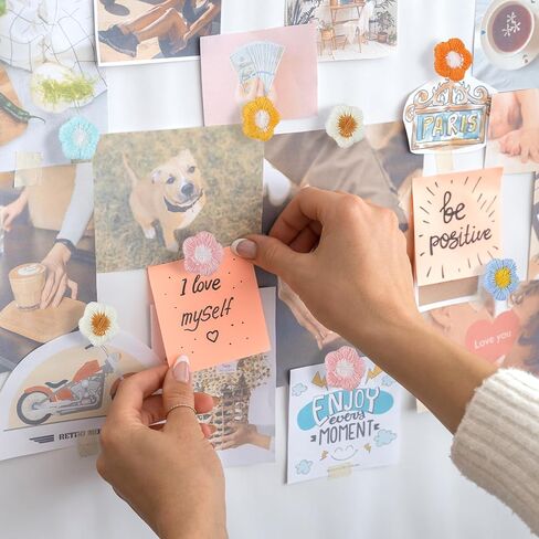 72 Pieces 6 Colors Thumbtacks, Decorative Thumb Tacks, Flower Push Pins, Cute Push Pins for Bulletin Board, Photo Wall, Cork Board, Map, Office Decor, Cubicle Accessories in Kuwait