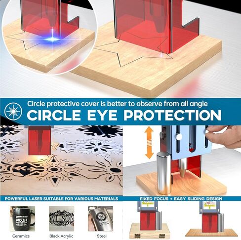 نقش ليزر SCULPFUN S9 Pro 10W، آلة نقش بالليزر عالية الدقة 0.06 مم، طابعة ليزر للجلد الأكريليك المعدني الخشبي، منطقة عمل 15.75 × 16.14 بوصة (10 واط) in Kuwait