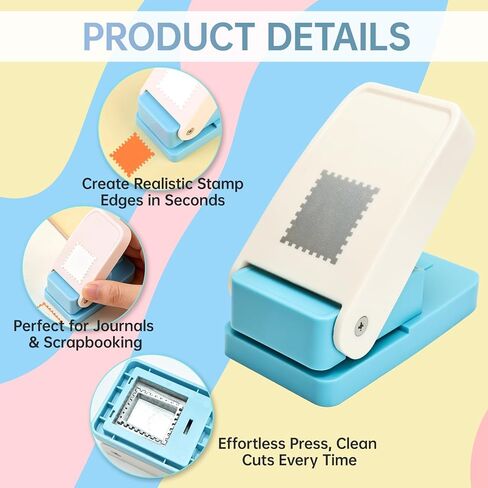 1x0.8inch Rectangular Postage Stamp Puncher, Lever Action Paper Stamp Punch for Scrapbook, DIY Card Making & Paper Crafting Arts Crafts Supplies in Saudi Arabia