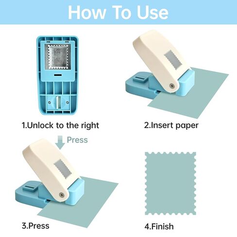 1x0.8inch Rectangular Postage Stamp Puncher, Lever Action Paper Stamp Punch for Scrapbook, DIY Card Making & Paper Crafting Arts Crafts Supplies in Saudi Arabia