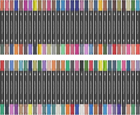 120 Dual Tip Acrylic Paint Markers Set | Colored Markers with Brush Tip | Art Markers for Adults | Acrylic Paint Pens for Rock Painting, Canvas, Glass, Wood, Ceramic, DIY Crafts, Fabric in Saudi Arabia