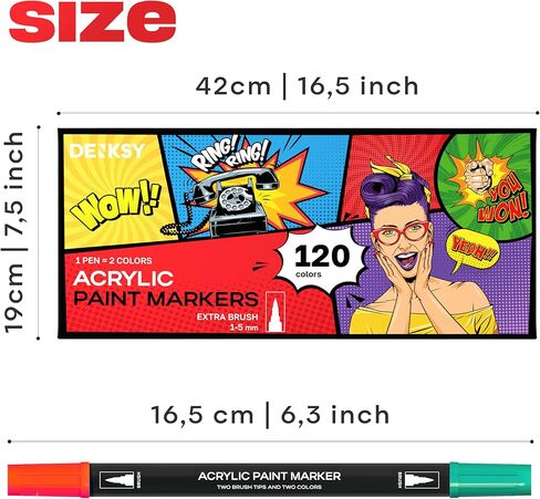 120 Dual Tip Acrylic Paint Markers Set | Colored Markers with Brush Tip | Art Markers for Adults | Acrylic Paint Pens for Rock Painting, Canvas, Glass, Wood, Ceramic, DIY Crafts, Fabric in Kuwait