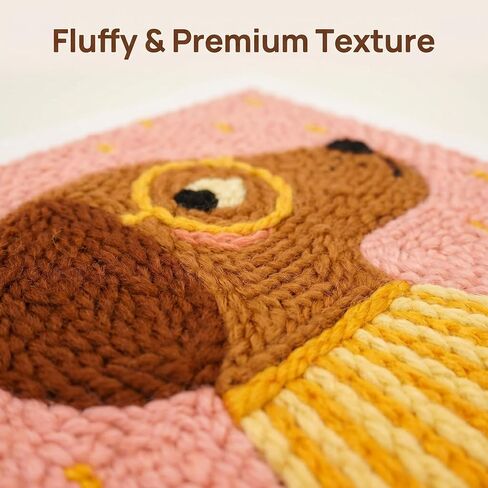 Beutthiar Punch Needle Embroidery Kit, Brown Dog Design, Starter Craft Set for Adults and Beginners, 25x25cm Frame, Stress Relief Gifts in Saudi Arabia