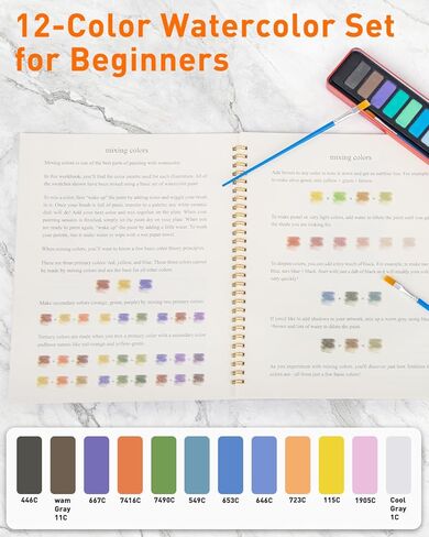 Beginner Watercolor Painting Kit, 12 Colors & 1 Brush with Multi-Theme Painting Set, Outline Art Supplies for Teens Adults (Dog) in Saudi Arabia