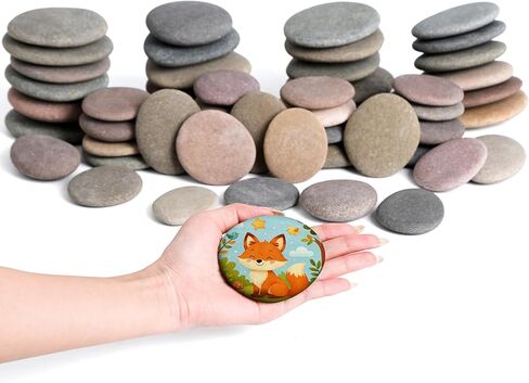 60 PCS Medium-Large 2.10-4.10" Smooth Natural River Rocks for Painting, Mixed Size Flat Painting Rocks for Classroom Projects, Group Crafts & Kids Art Activities in Saudi Arabia