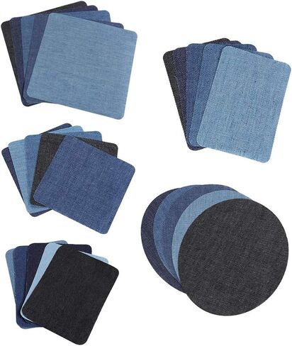25PCS Denim Iron on Patches, Repair Fabric Patches Repair Decorating Kit Iron on Applique Inside and Outside for Jeans Clothing Hole ﻿ in Kuwait