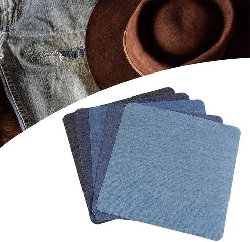 25PCS Denim Iron on Patches, Repair Fabric Patches Repair Decorating Kit Iron on Applique Inside and Outside for Jeans Clothing Hole ﻿ in Kuwait