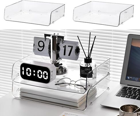 Gagee 4 Pack Paper Storage Organizer,Clear PET Letter Tray, A4 Size Stackable Document Organizer for Notes, Pens, File Paper, Desk, Office Organization and Storage in Kuwait