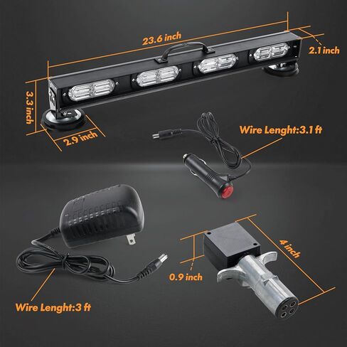 شريط إضاءة سحب المقطورة اللاسلكي، مصباح LED فائق السطوع مع جهاز إرسال دائري 4-Pin RV لسيارات الشاحنات، قاعدة مغناطيسية قوية، بطارية قابلة لإعادة الشحن، فرامل/إشارة الانعطاف، شريط إضاءة للسحب في حالات الطوارئ in Kuwait