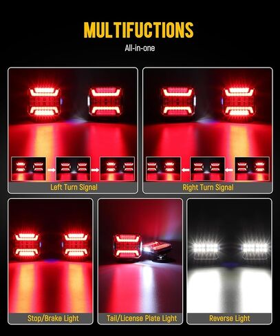 Partsam Wireless Trailer Light Kit 328FT Magnetic LED Square Portable Stop Turn Tail Lamp w/Strobe Function 7-Pin Plug Rechargeable 12-24V for Towing Trailers Trucks RVs Tractors in Kuwait
