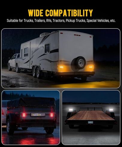 Partsam Wireless Trailer Light Kit 328FT Magnetic LED Square Portable Stop Turn Tail Lamp w/Strobe Function 7-Pin Plug Rechargeable 12-24V for Towing Trailers Trucks RVs Tractors in Kuwait