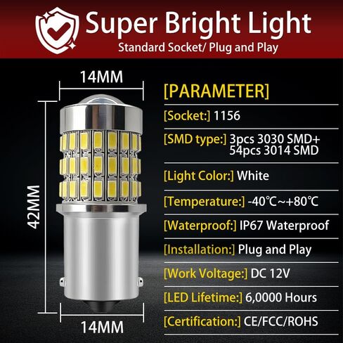 ترقية 2-حزمة 1156 LED المصابيح الأمامية 45 SMD جهاز عرض لجون ديري X500 X584 X590 X330 X350 S100 D100 سلسلة جرار الحديقة، استبدال السوبر مشرق 12V لمصباح AD2062R AM106153 1156 in Kuwait