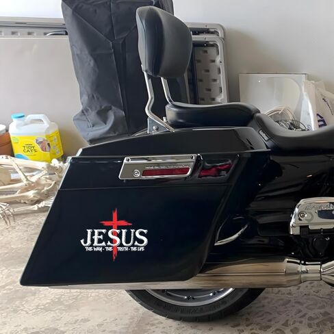 Premium Jesus Cross Car Decal – “The Way The Truth The Life" Christian Vinyl Window Sticker, Religious Faith Jesus Car Sticker for Truck, SUV, or Rear Window (Size 6.2 x 4.7 inches) in Saudi Arabia