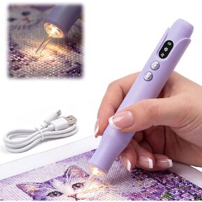 Electric Diamond Painting Pen with Light, Diamond Art Kits for Adults, Cordless, 2 Adjustable Suction Levels, Rechargeable, Vacuum Diamond Art Pen with Ergonomic Grip, Low Noise, No Wax Needed（Purpe） in Saudi Arabia